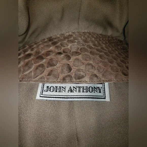 John Anthony genuine python snakeskin reptile neutral tan browns hoodie vest L - Picture 15 of 15